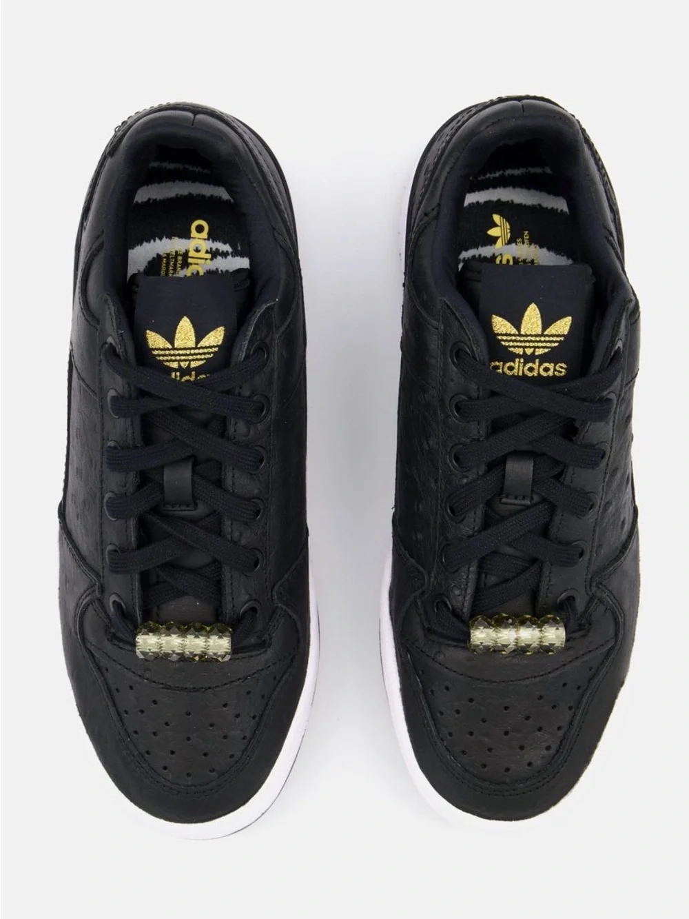 adidas Forum Black Leather Low-Top Sneakers with Gold Accents